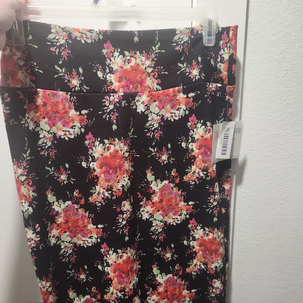 LuLaRoe Black Pink Midi Pencil Skirt